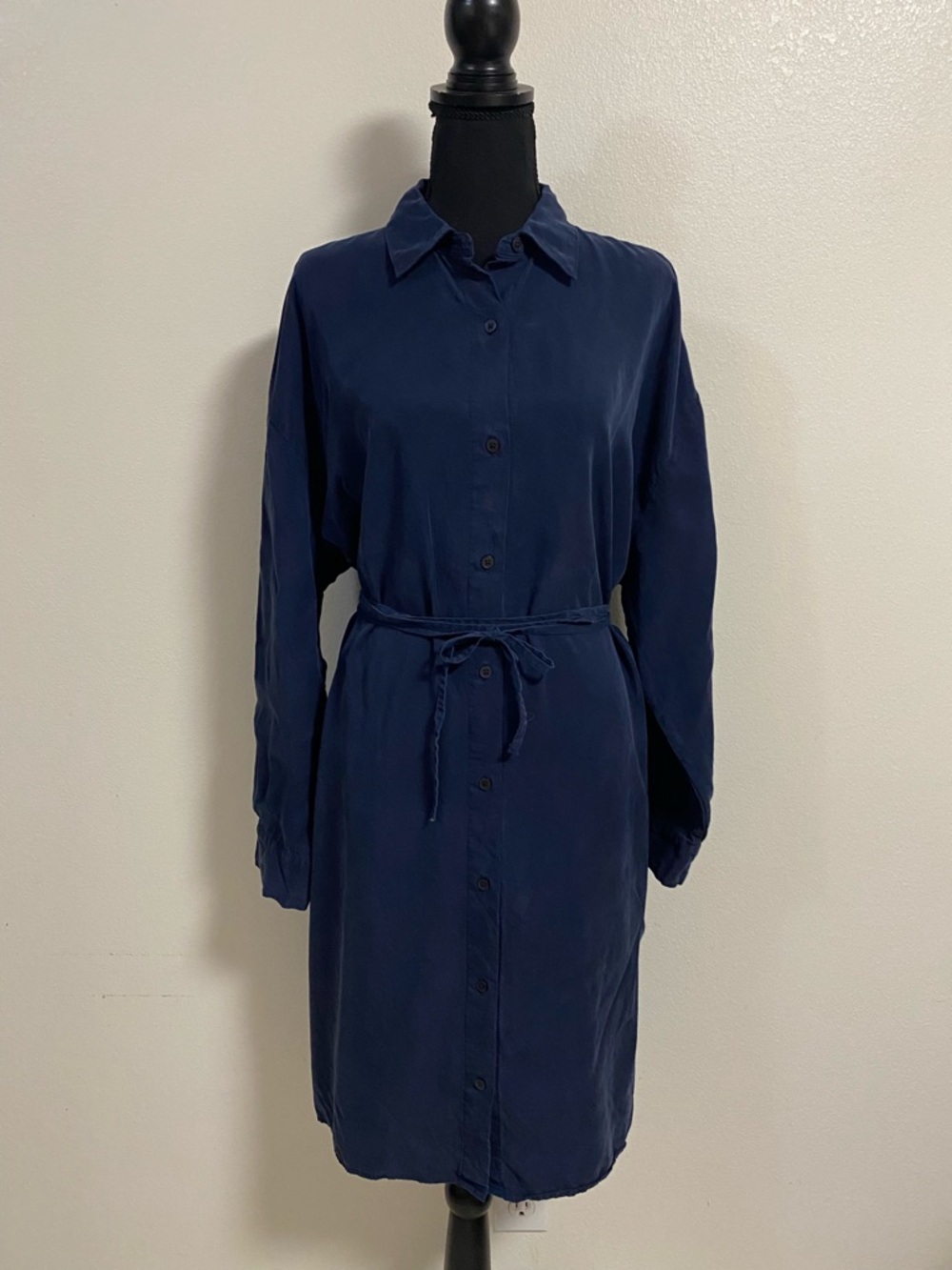 Everlane Dress Women Size Large Navy Butterlite Must Have Shirt Dress